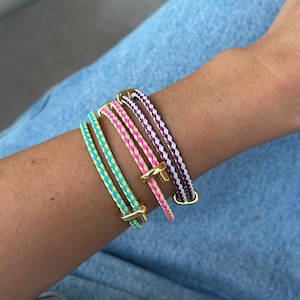 Adjustable Braided Rope Bracelet – Turquoise and Yellow Nautical Style with Gold Clasp - Unisex Summer Jewelry - Casual Everyday Accessory