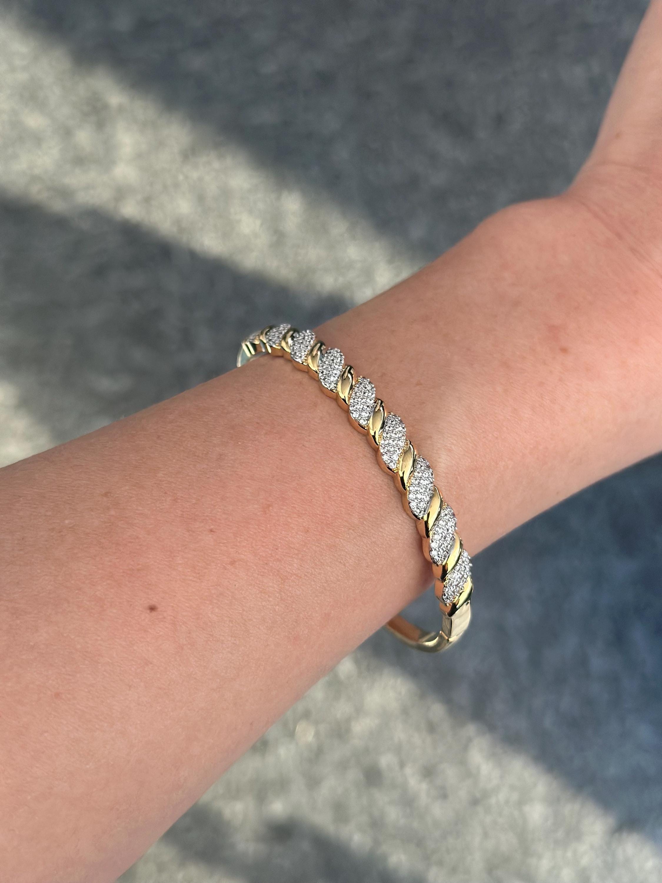 特価商品  18k Gold Gemstone Zircon Plated Gold - Bangle Diamonds アクセサリー