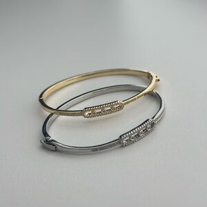 Dainty Gold Bangle Bracelet, Minimalist Bracelet, Diamond Bracelet, Gift for her