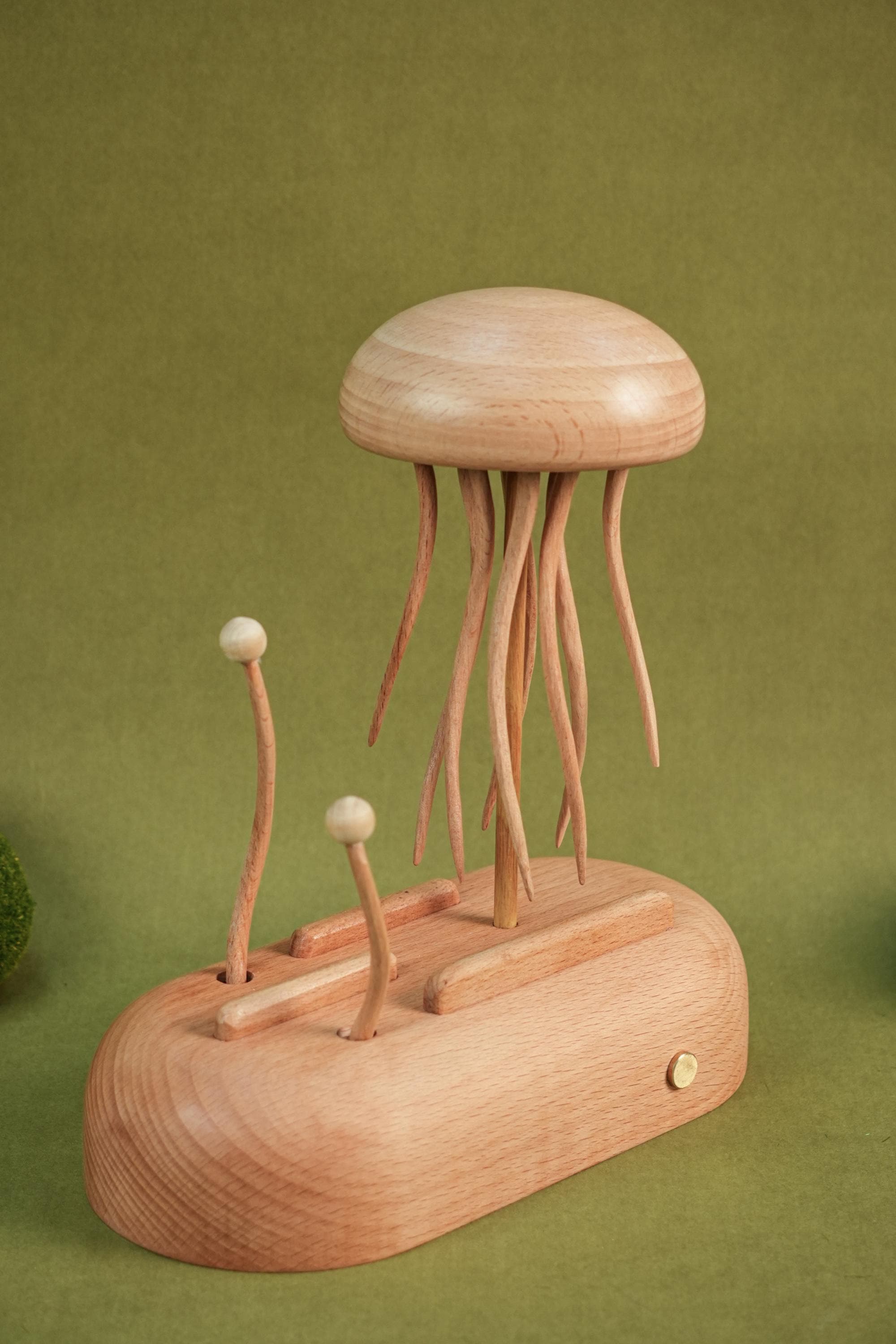 Handmade Jellyfish Kinetic Sculpture, Automaton Toy, Wooden
