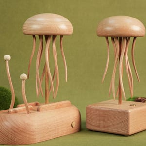 Handmade Jellyfish Kinetic Sculpture, Jellyfish Automaton Mechanical Toy, Wooden Jellyfish Mechanical Toy, Automata Art, Jellyfish Statue