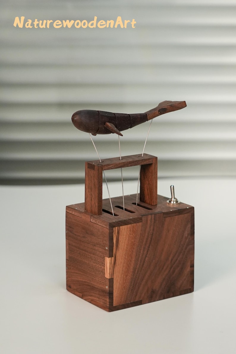 Handmade Wooden Whale Automata Music Box,wooden Whale Mechanical Toy ...
