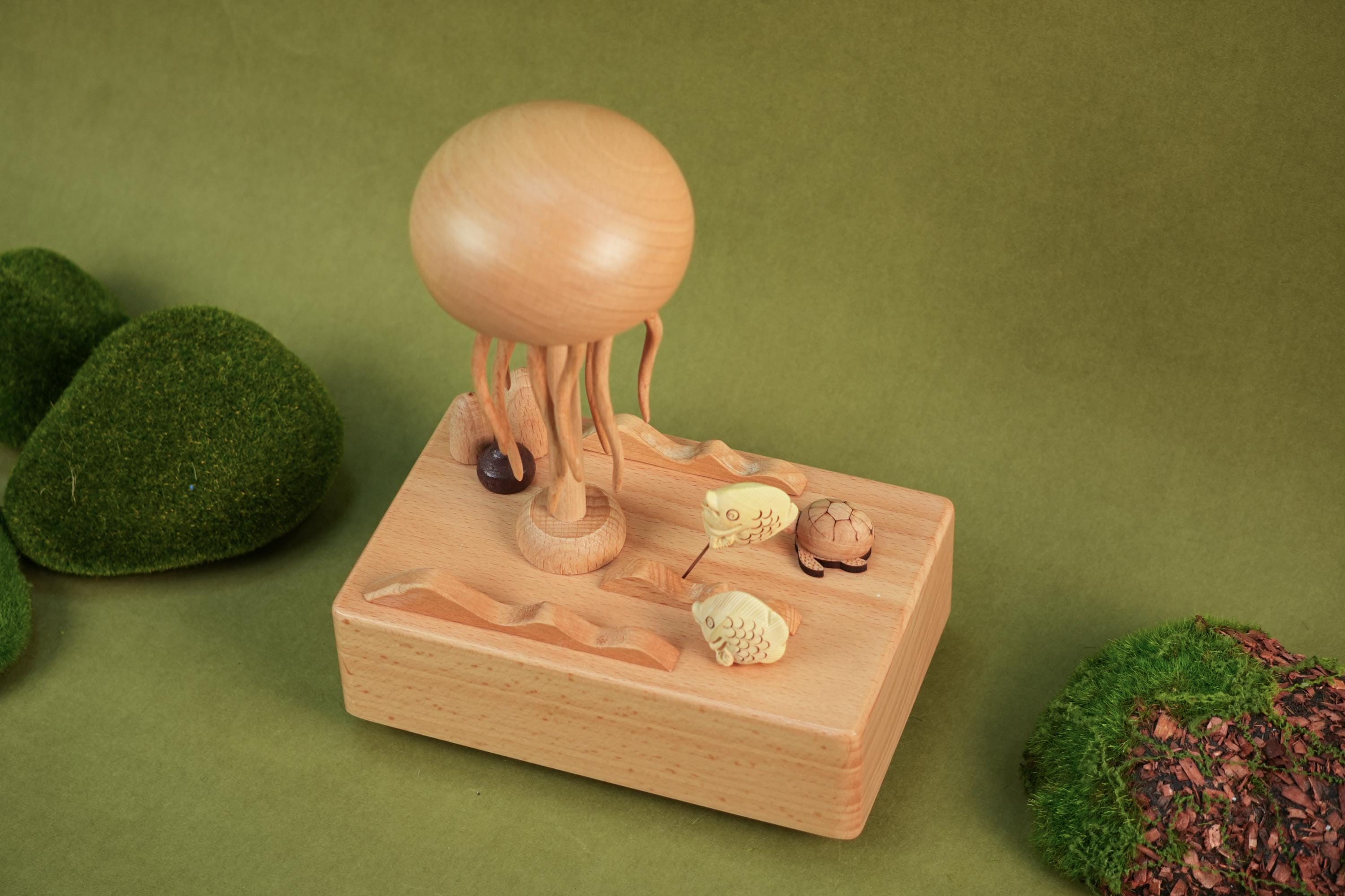 Automaton Box Handmade Handmade Jellyfish Kinetic Sculpture, Jellyfish Automata Music Box-32 ...