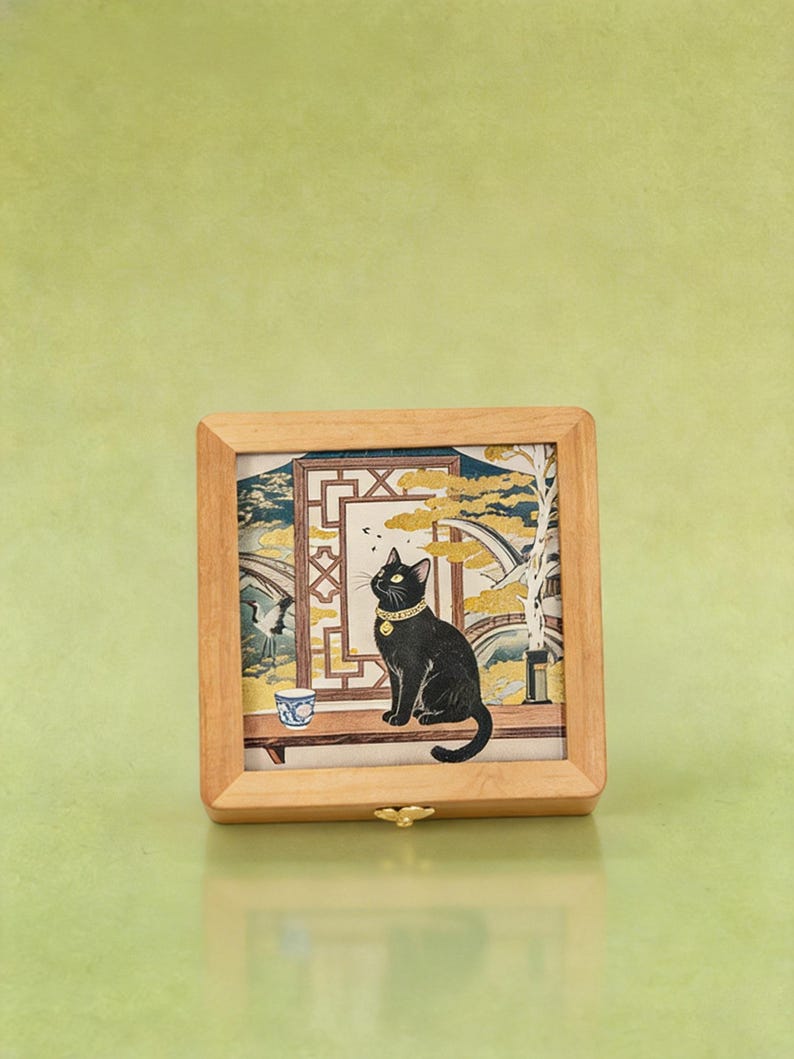 Do Not Store Boxes Sign Handcrafted Wood Jewelry Box With Cat Illustration,travel Keepsake Case ...