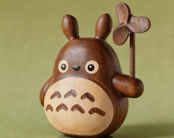 Handcrafted Wooden Totoro Figurine, Totoro Studio Ghibli, Totoro sculpture, Studio Ghibli Fan Gift, Totoro Lover Gift