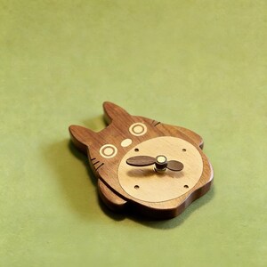 Handcrafted Wooden Totoro Clock, Silent Non-Ticking Ghibli Inspired Desk & Wall Clock, Studio Ghibli Fan Gift, Wood Clock for Desk image 3
