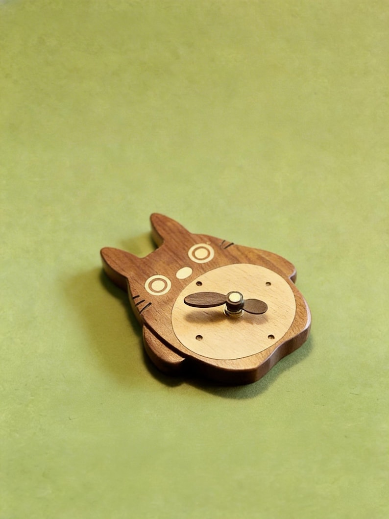 Handcrafted Wooden Totoro Clock, Silent Non-Ticking Ghibli Inspired Desk & Wall Clock, Studio Ghibli Fan Gift, Wood Clock for Desk image 3