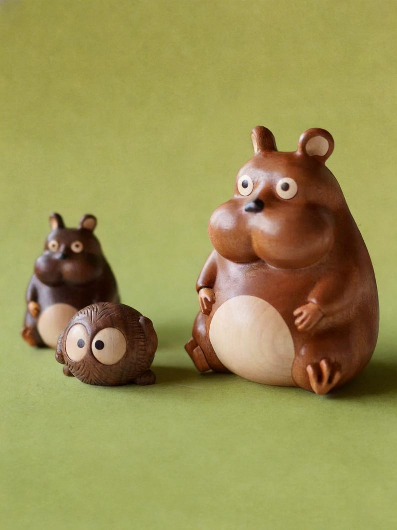 Handcrafted Wooden Boh Mouse Figurine, Spirited Away Inspired Decor, Mouse Boh&Soot Sprite Wood Carving, Ghibli Fan Gift, Spirited Away Gift image 9