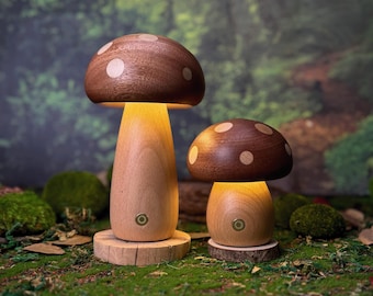 Wooden Mushroom Night Light, Mushroom Lamp, Baby night light, Cute night light, Christmas night light, Merry mushroom, Mushroom Light Gift