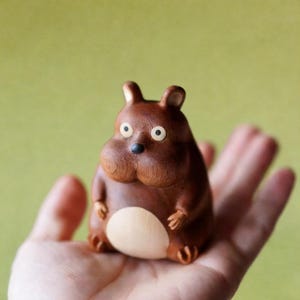 Handcrafted Wooden Boh Mouse Figurine, Spirited Away Inspired Decor, Mouse Boh&Soot Sprite Wood Carving, Ghibli Fan Gift, Spirited Away Gift Small Odon Wood