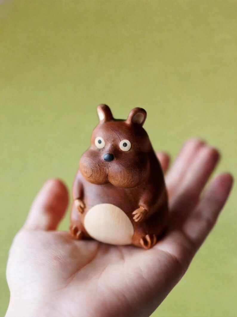 Handcrafted Wooden Boh Mouse Figurine, Spirited Away Inspired Decor, Mouse Boh&Soot Sprite Wood Carving, Ghibli Fan Gift, Spirited Away Gift Small Odon Wood