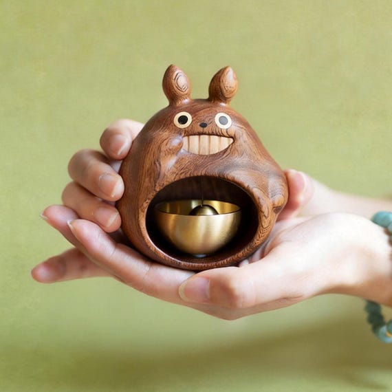 Handcrafted Totoro Wooden Doorbell, Shopkeeper's Bell, Spirited