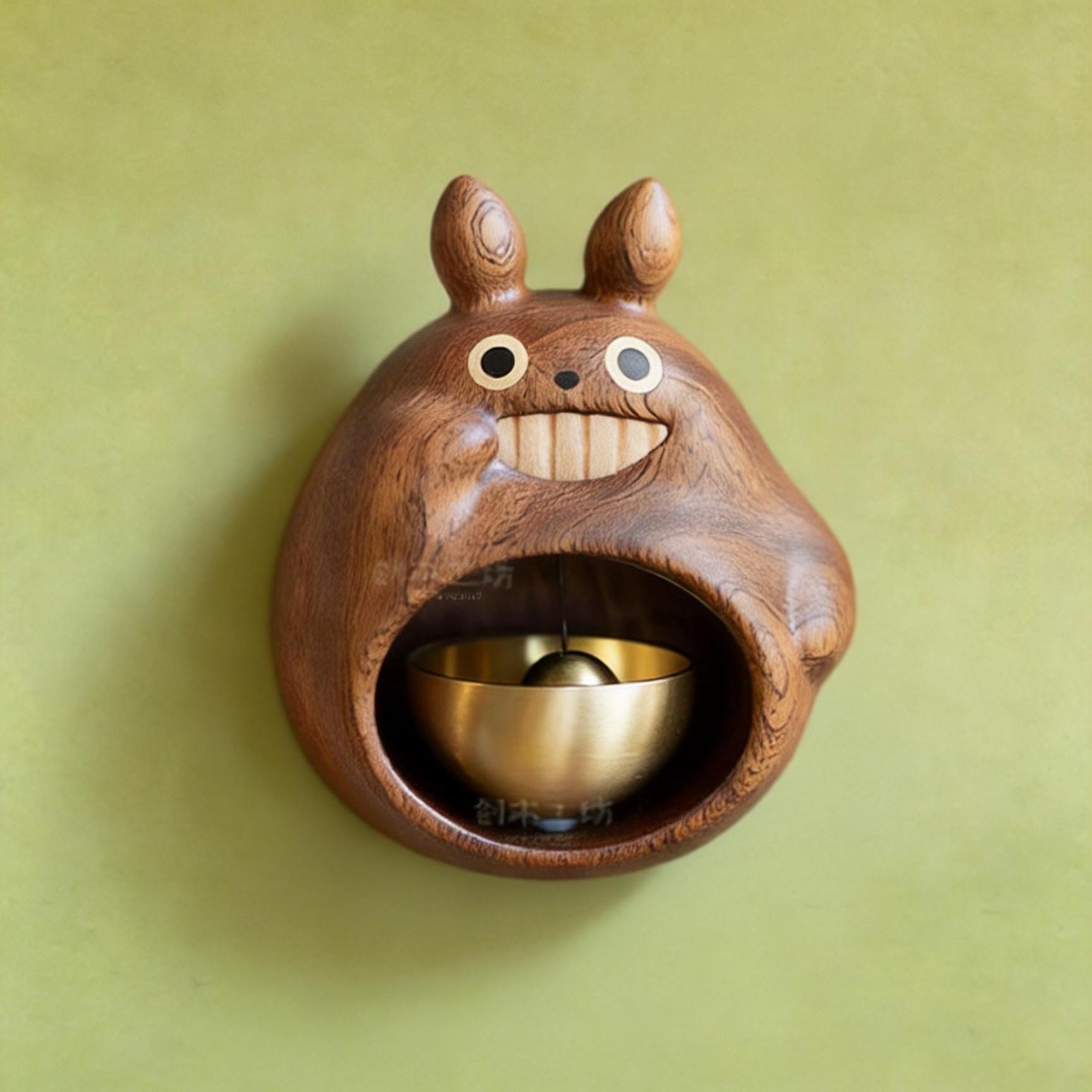 Handcrafted Totoro Wooden Doorbell, Shopkeeper's Bell, Spirited