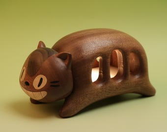 Totoro Cat Bus Holznachtlicht, Totoro inspirierte Holzlampe, Baby Nachtlicht, Holz Totoro Figur, Studio Ghibli Fan Geschenk