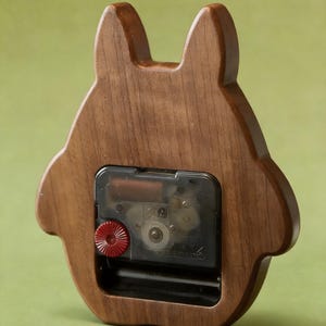 Handcrafted Wooden Totoro Clock, Silent Non-Ticking Ghibli Inspired Desk & Wall Clock, Studio Ghibli Fan Gift, Wood Clock for Desk image 6