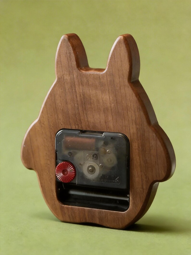 Handcrafted Wooden Totoro Clock, Silent Non-Ticking Ghibli Inspired Desk & Wall Clock, Studio Ghibli Fan Gift, Wood Clock for Desk image 6