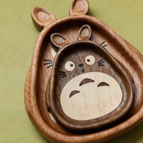 Bandeja de almacenamiento de madera de Totoro, plato para joyas de Totoro, bandeja organizadora de madera, regalo de Studio Ghibli, organizador de escritorio de Totoro, regalo de inauguración de casa para mamá