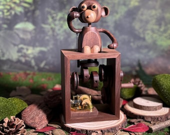 ゼンマイ式プラスチック製おもちゃのサル、2体セット - 両方とも動作