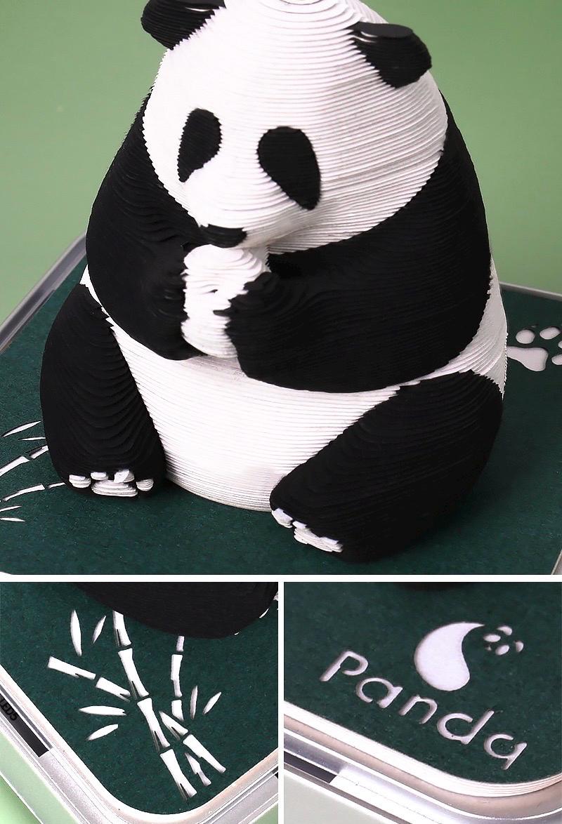 Calendrier 3D 2026 En Papier Sculpté - Forme Panda Mignon Avec Notes Autocollantes - Décoration Bureau, Cadeau