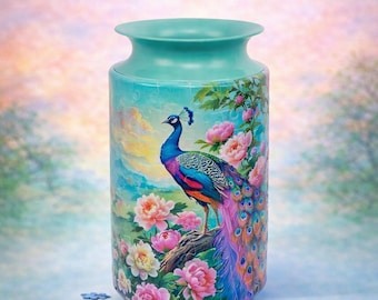 Peony Garden Peacock 3D Puzzle Vase, DIY Jigsaw Flower Vase, Modern Housewarming Decoration, 3D Assembly Art Vase, Fun Craft Gift for Kids