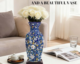 3D Floral Patterns Puzzle Vase with Stand – Unique DIY Home Decor Gift for Flowers Display, House Warming Gift, 3D Assembly Art, Craft Gifts