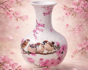 3D Kissing Birds Puzzle Vase, Gourd Shape Vase, Unique DIY Floral House Warming Decor for Flowers Display, 3D Assembly Art, Fun Craft Gifts