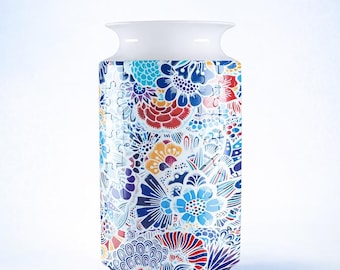 Azure Bloom Mosaic 3D Puzzle Vase, DIY Floral Jigsaw Flower Vase, Modern House Warming Decor, 3D Assembly Art Vase, Fun Craft Gift for Kids