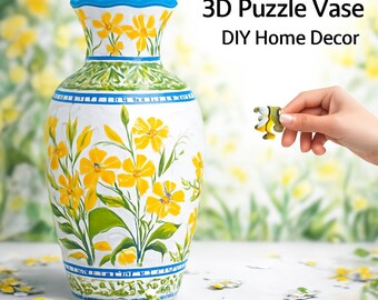 3D Blooming Tulip Puzzle Vase with Stand – Unique DIY Home Decor Gift for Flowers Display, House Warming Gift, 3D Assembly Art, Craft Gifts
