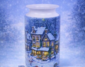 Snowlit Cottage Wishes 3D Puzzle Vase, DIY Cute Jigsaw Flower Vase, Modern Housewarming Decor, 3D Assembly Art Vase, Fun Craft Gift for Kids