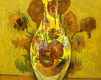 3D Blooming Sunflower Puzzle Vase, DIY 3D Jigsaw Flower Vase, Modern House Warming Decoration, 3D Assembly Art Vase, Fun Craft Gift for Kids
