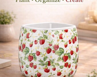 3D Sweet Berry Garden Puzzle Pot, DIY Jigsaw Planter, Desktop Pen Holder, 3D Assembly Pot, Unique Housewarming Decor, Fun Craft Gift for Kid