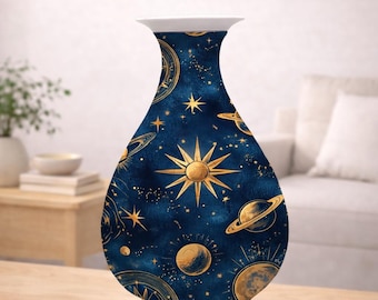 3D Celestial Puzzle Vase with Stand, 164 Pieces DIY Jigsaw Flower Vase, Housewarming Decor, 3D Assembly Art Vase, Fun Craft Gift for Kids