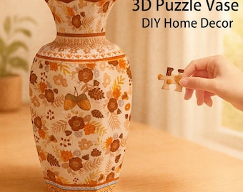 3D Pines & Flowers Puzzle Vase with Stand – Unique DIY Home Decor Gift for Flowers Display, House Warming Gift, 3D Assembly Art, Craft Gifts