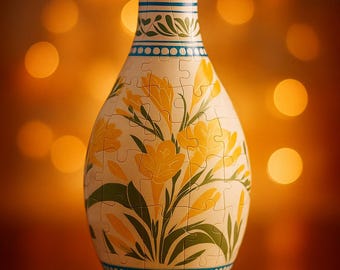3D Blooming Tulip Puzzle Vase, DIY 3D Jigsaw Flower Vase, Modern House Warming Decoration, 3D Assembly Art Vase, Fun Craft Gift for Kids