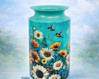 Hummingbird Garden Harmony 3D Puzzle Vase, DIY Jigsaw Flower Vase, Modern Housewarming Decor, 3D Assembly Art Vase, Fun Craft Gift for Kids