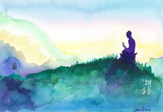 Buddha on Mountain Painting | Etsy