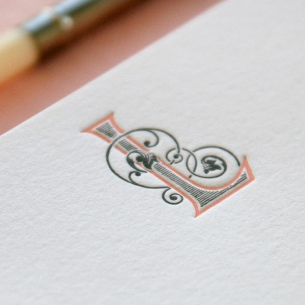 Letter L Initial Letterpress Note Card Set