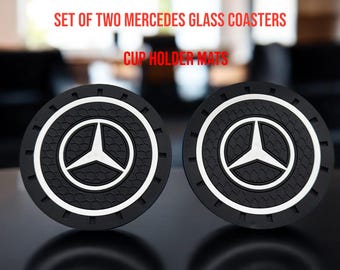 Mercedes-Benz Car Coasters (Set of 2): Anti-Slip PVC Cup Holder Mats