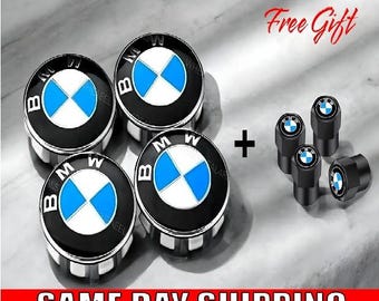 BMW Wheel Center Caps (68mm): Blue and White  Emblem - Set of 1/4