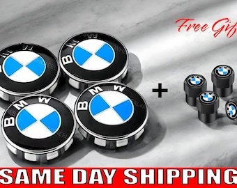 BMW Wheel Center Caps (68mm): Blue and White  Emblem - Set of 1/4