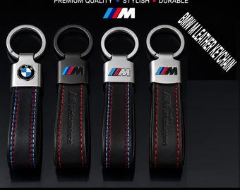 BMW M Sport Leather Keychain – Metal Alloy Car Key Ring Accessory