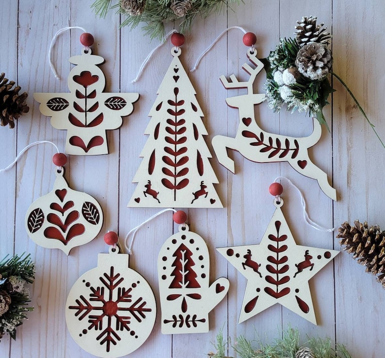 Folk Art Ornaments Nordic Style Christmas Ornament Bundle - Etsy