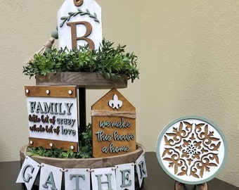 Rustic/Farmhouse Home Tier Tray Decor, Farmhouse Home Decor