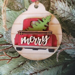 Vintage Truck Farmhouse Ornament, Red Vintage Truck