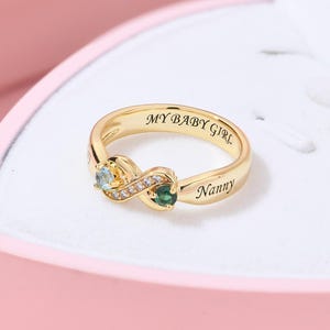 Personalized Birthstone Couple Rings, Infinity Two Birthstone Ring for Women, Promise Ring for Her, Anniversary Ring, Gift for Wife Mom