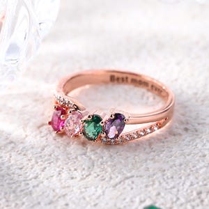 Custom Birthstone Ring, Family Ring for Mom Wife, Minimalist Rings for Women, Mother Daughter Rings, Handmade Ring, Birthday Gift for Her