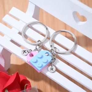 Benutzerdefinierte Lego Herz Schlüsselbund, ursprüngliche Schlüsselring, passende Schlüsselanhänger, Paar Schlüsselanhänger, Valentinstag Geschenk, Freund Geschenk, Geschenk für Sie / Ihn