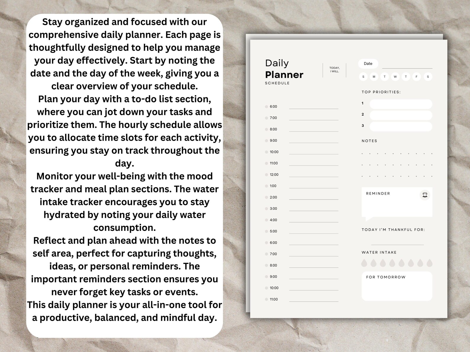 Daily Planner Printable Editable Canva Template Editable on Goodnotes ...