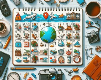 Jet Set and Share 30-Day Travel Social Media Calendar, Engaging Content Plan for Bloggers, Influencers & Travel Enthusiasts