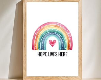 Inspirational Wall Art: Hope Lives Here Print (Digital Download)